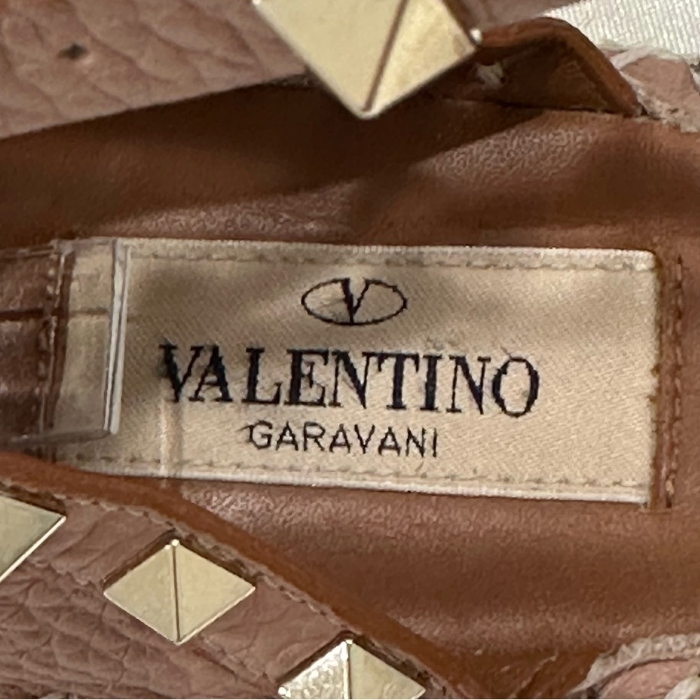 Valentino Garavani Rockstud Espadrille Sandals Leather Wrap Ankle Poudre Pink 35 - Picture 9 of 12